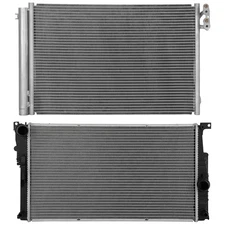 Automotive Aluminum Radiator & AC Condenser Cooling Kit For 12-13 BMW 328i 3.0L
