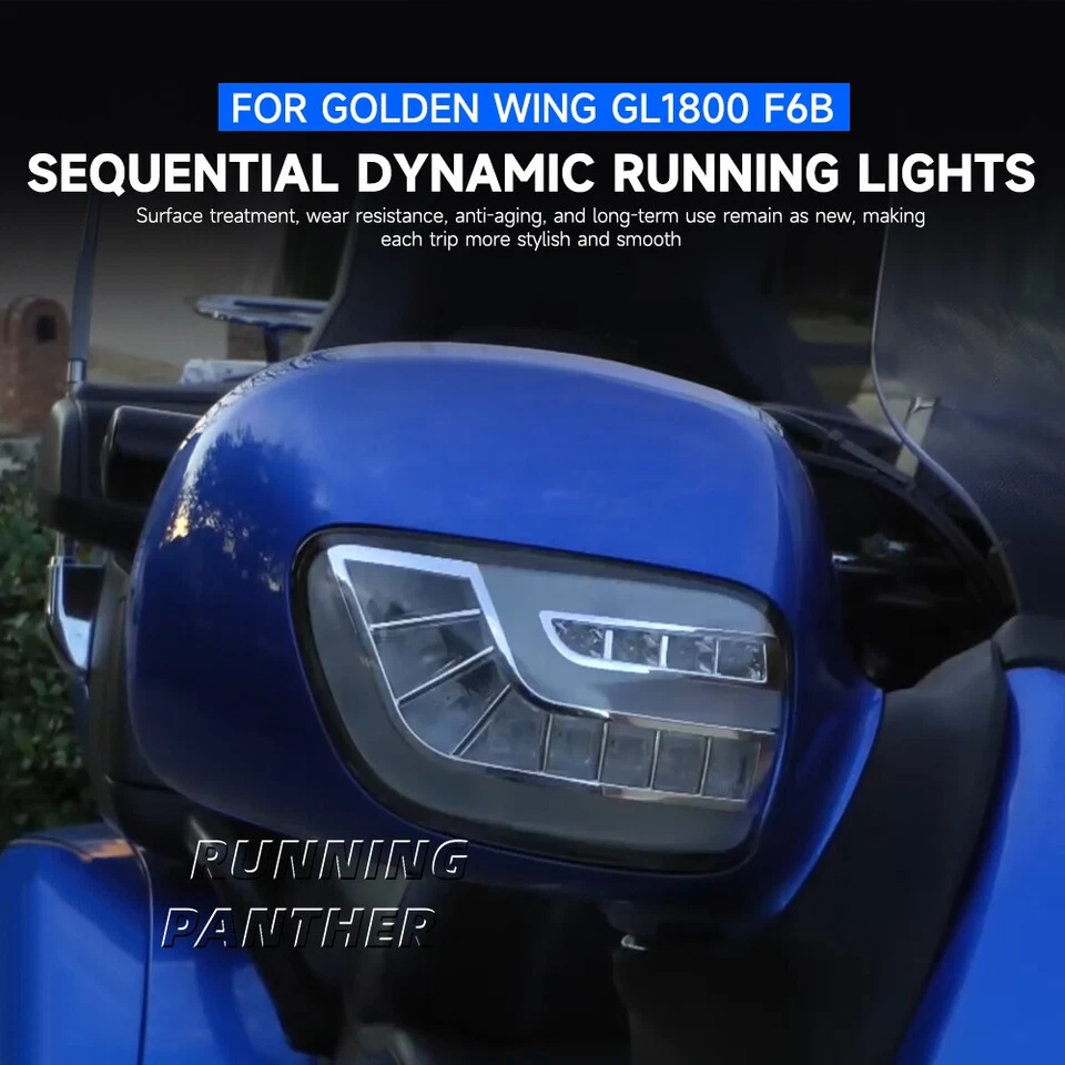 Mirror Lights LED Turn Signals DRL Lamp For Honda Goldwing GL1800 2001-2012 ABS - Image 3 of 4