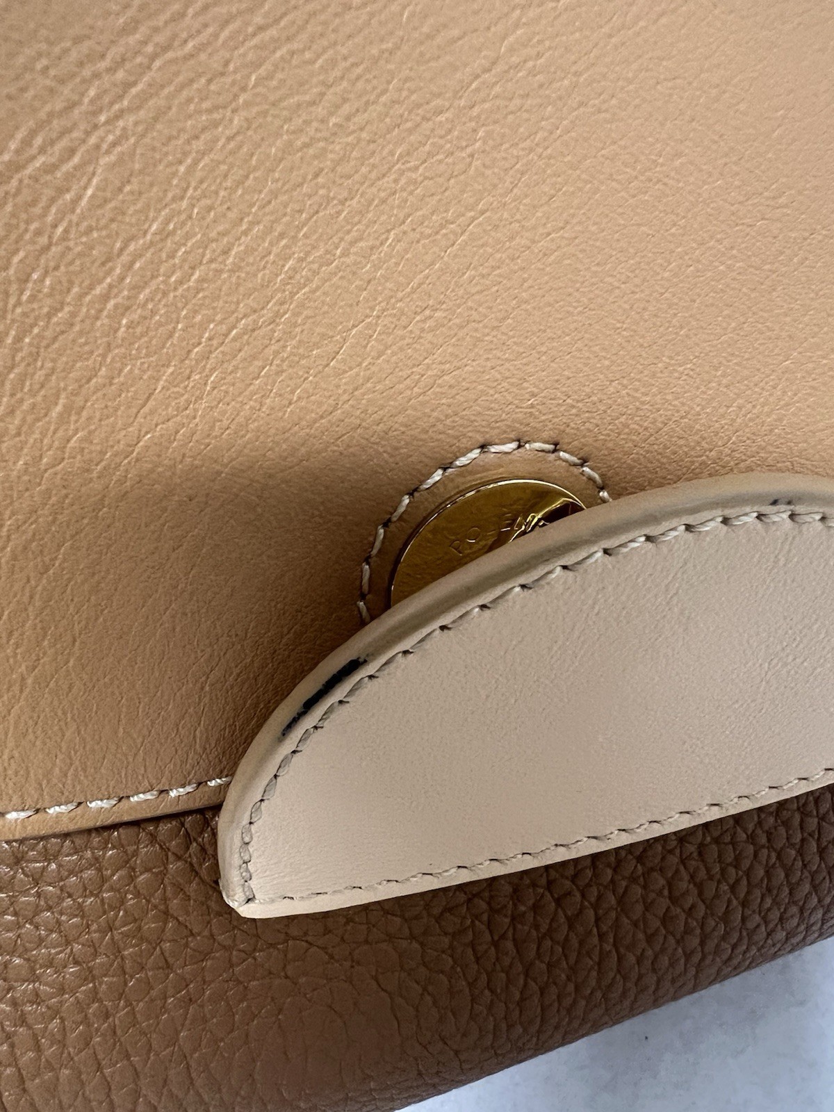 POLENE Numero Un Edition Trio Camel Flap Shoulder Bag Crossbody satchel