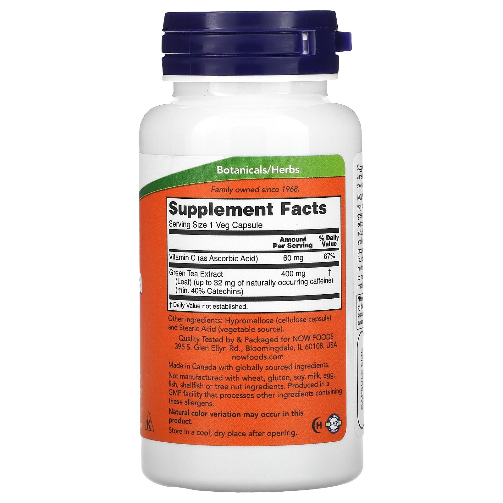 Now Foods Green Tea Extract 400 mg 100 Capsules GMP Quality Assured