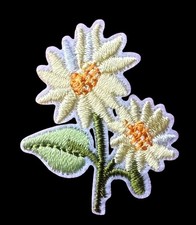 Embroidered Flower iron on patch applique 1 3/4 x 1 1/4 inch