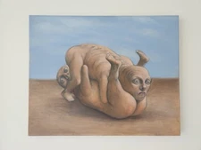 Rod Henderson Original Surrealist Painting "Tumbling Twins"