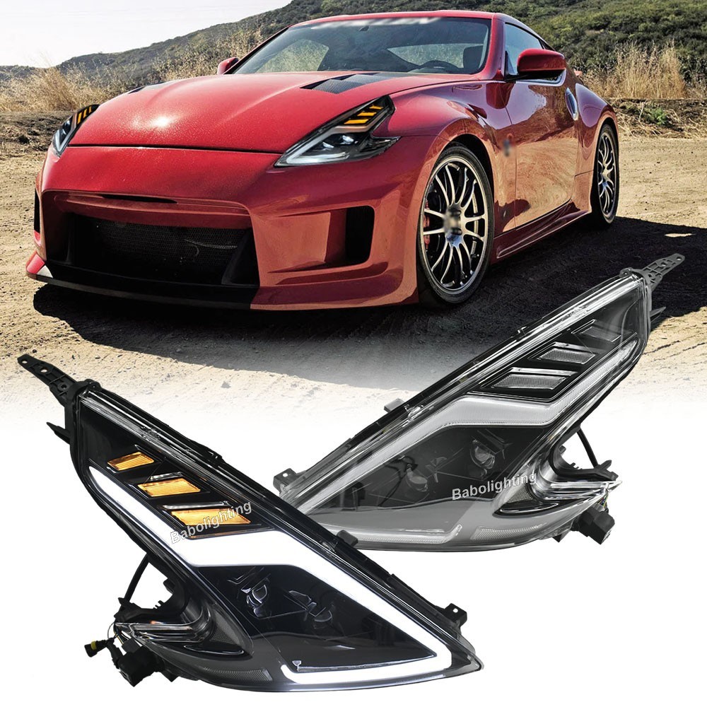 らい  LED Headlight w/Sequential Turn Signal For Nissan 370Z Fairlady