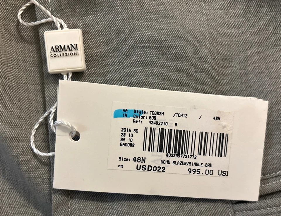 Jaqueta terno blazer cinza peito único Armani Collezioni US$ 995 nova com etiquetas - Imagem 4 de 4