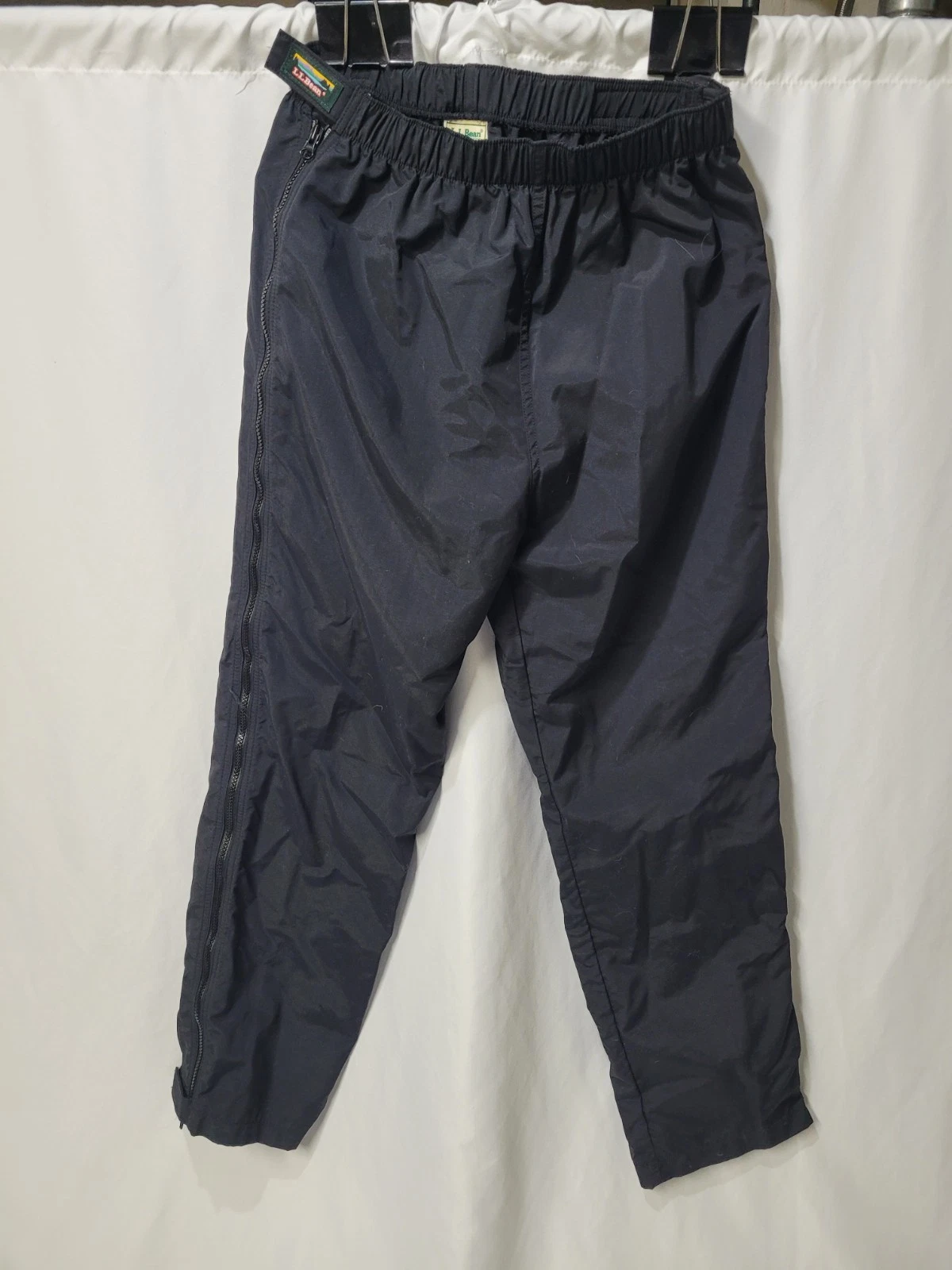 Vintage 1990s L.L.Bean Women’s Medium Regular Full Zip Rain Pants Black