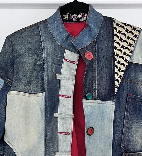 Desigual Size 44 Patchwork Denim Jacket With Lini… - image 3