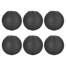 6pcs 6 Inch Folding Hanging Paper Lanterns for Wedding Home Party Black