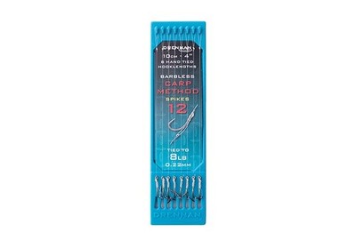 DRENNAN CARP METHOD SPIKES 4  (10cm) BARBLESS HAND TIED HOOKLENGTHS - 8 PER PACK