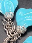 CHUNKY MCM 50s GERMANY LUCITE TURQUOISE FREEFORM CHARM BRACELET AND EARRINGS — photo 8
