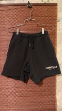 Essentials Fear Of God Soccer Fleece Shorts Jet Black Kids Size 12