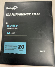 Koala Inkjet Transparency Film Clear 8.5" x 11" 20 Sheets 4.5 mil New IF-20