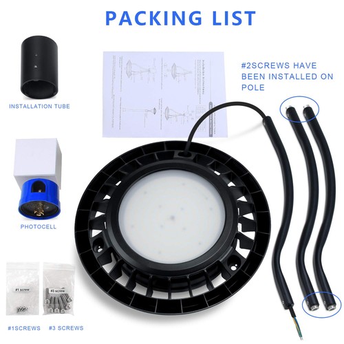 60W Led Post Top Light with Dusk to Dawn Photocell, Outdoor Circular Area Lights - Picture 13 of 13