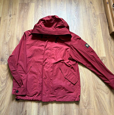 Belstaff Bowdon Men's 44 Red Hooded Jacket Zip/Button Pockets Stand-Up Collar