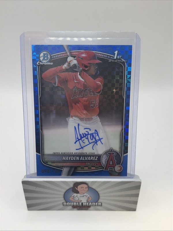2025 Bowman Chrome Hayden Alvarez 1st Auto Blue Xfractor /150 #CPA-HA Angels