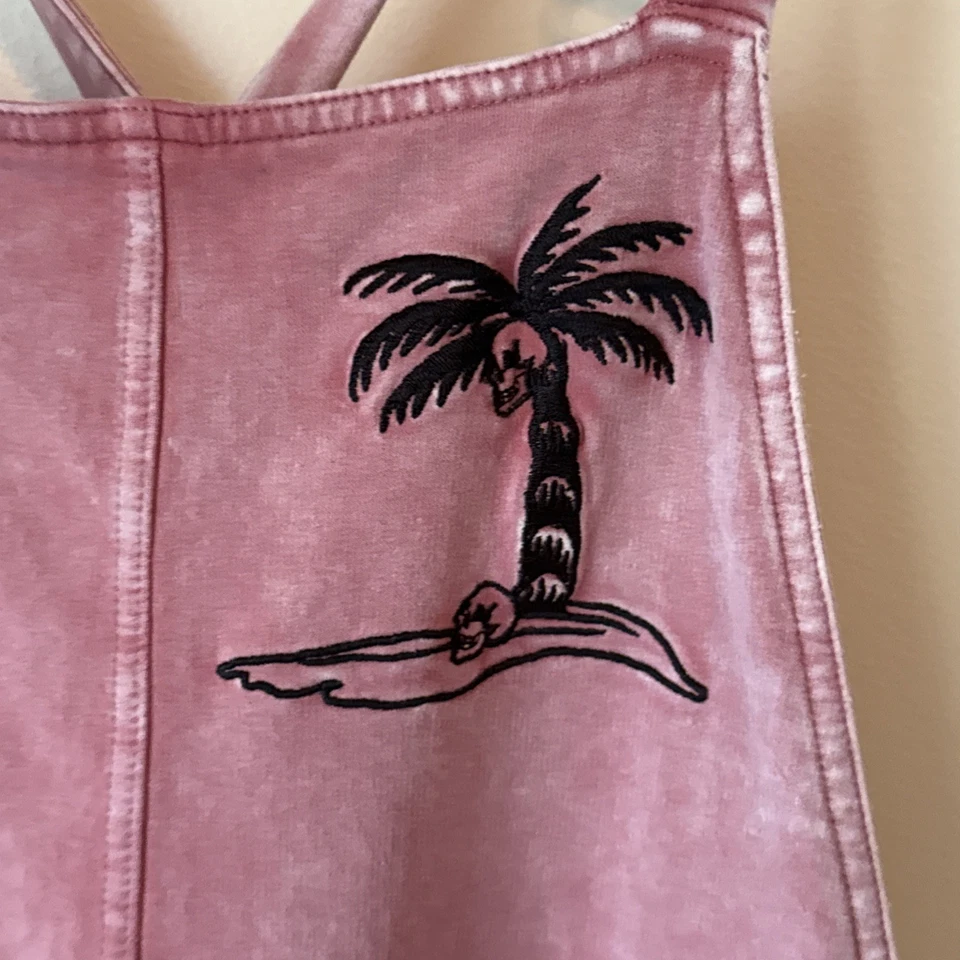 Torrid LoveSick Shortfall French Terry Surf Mauve Wash Pink Overalls Size 2X - Image 3 of 4