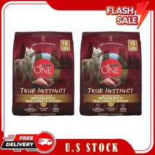  2 Pack Purina One True Instinct Dry Dog Food, Turkey  Venison, 15 lb Bags