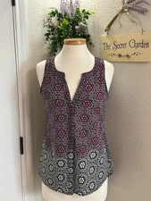 SANCTUARY CLOTHING SIZE MEDIUM TANK SHEER GEOMETRIC AMBRE TOP