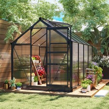 Polycarbonate Walk-In Garden Greenhouse Aluminium Frame Slide Door Window