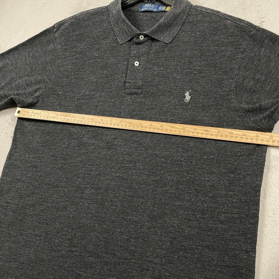 Camisa Polo Ralph Lauren Icónica Malla Para Hombres XLT Alta Gris Jaspeado Preppy Oficina Foto 4 de 4