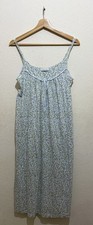 David Nieper Night Dress Gown S Blue Ditsy Floral Cotton Nightie Vintage 1990s