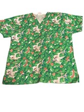 Women's Knot Us scrub top M Monkey Nurse Uniform, Safari, Triple Pockets,
