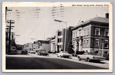Main Street Facing North Ansonia CT Connecticut VW Bus Postcard Q1