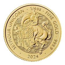 2024 U.K. 25 Pound 1/4 oz Gold Tudor Beast Seymour Unicorn Brilliant 5497.96 per troy oz