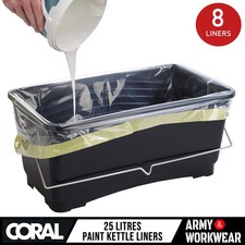 8 x Coral Trade 25 Litre Paint Scuttle Liners Decorators Roller Tray Bucket