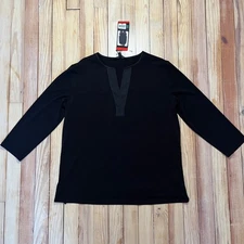 NWT Banana Republic Black V-Neck 3/4 Sleeve Tunic Top Women's Medium Flowy Soft