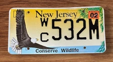 NEW JERSEY  CONSERVE WILDLIFE GRAPHIC LICENSE PLATE " WC 532 M " EAGLE NJ BIRD