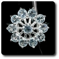 Mineralien Und Edelsteine. Blaue Topas Ring 925 Silber