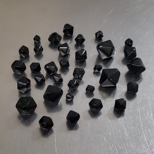 Lot of Vintage Beads Black Faceted Geometric Hexagon Shaped 33 Pieces