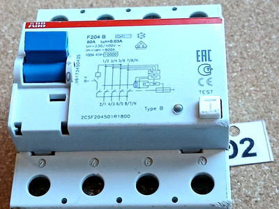 FI Schutzschalter Typ B, ABB, Gut erhalten, 80A 30 mA, ABB F204 B, D2