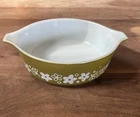 Vintage Pyrex Spring Blossom Crazy Daisy 471-B 500 mL Casserole Green No Lid