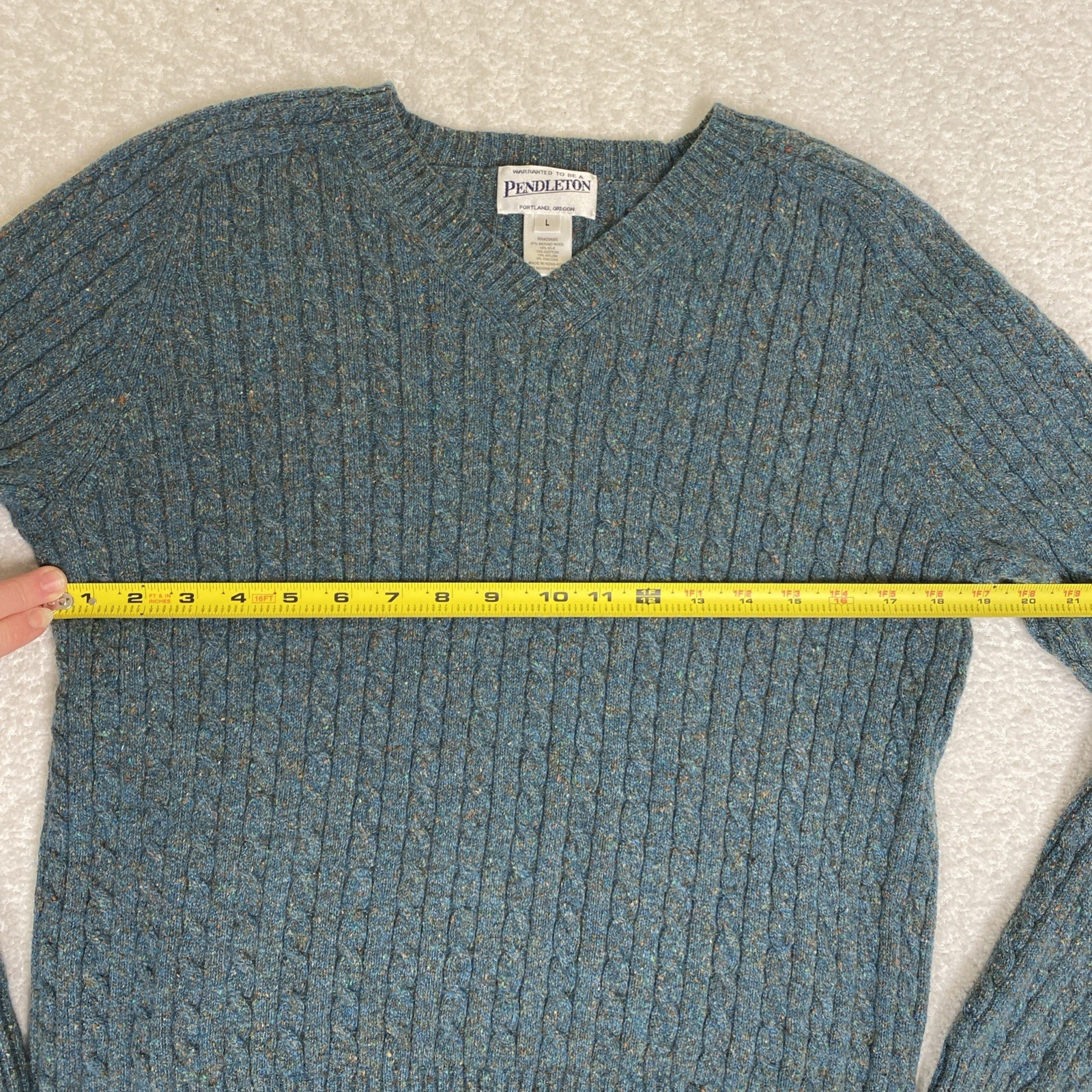 Pendleton V Neck Cable Knit Wool Blend Sweater Gr… - image 5