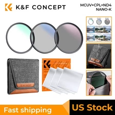 K&F Concept UV/CPL/ND4 Lens Filter Kit +Filter Bag+3 Pcs Cleaning Cloth 37-82mm