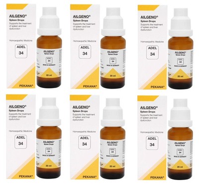ADEL 34 Spleen Drops Pack of 6 Natural Homeopathic Remedy for Spleen Wellness