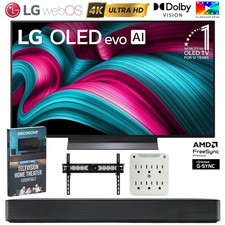 LG 48" C5 Series OLED evo 4K UHD Smart webOS TV (2025) w/ SKM1 Soundbar Bundle
