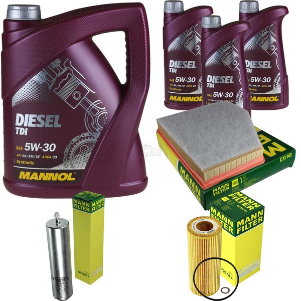 Motor-ÖL 8L Mannol Diesel Tdi 5W-30+MANN-FILTER Filterpaket FüR Bmw 5Er E60 535D-image