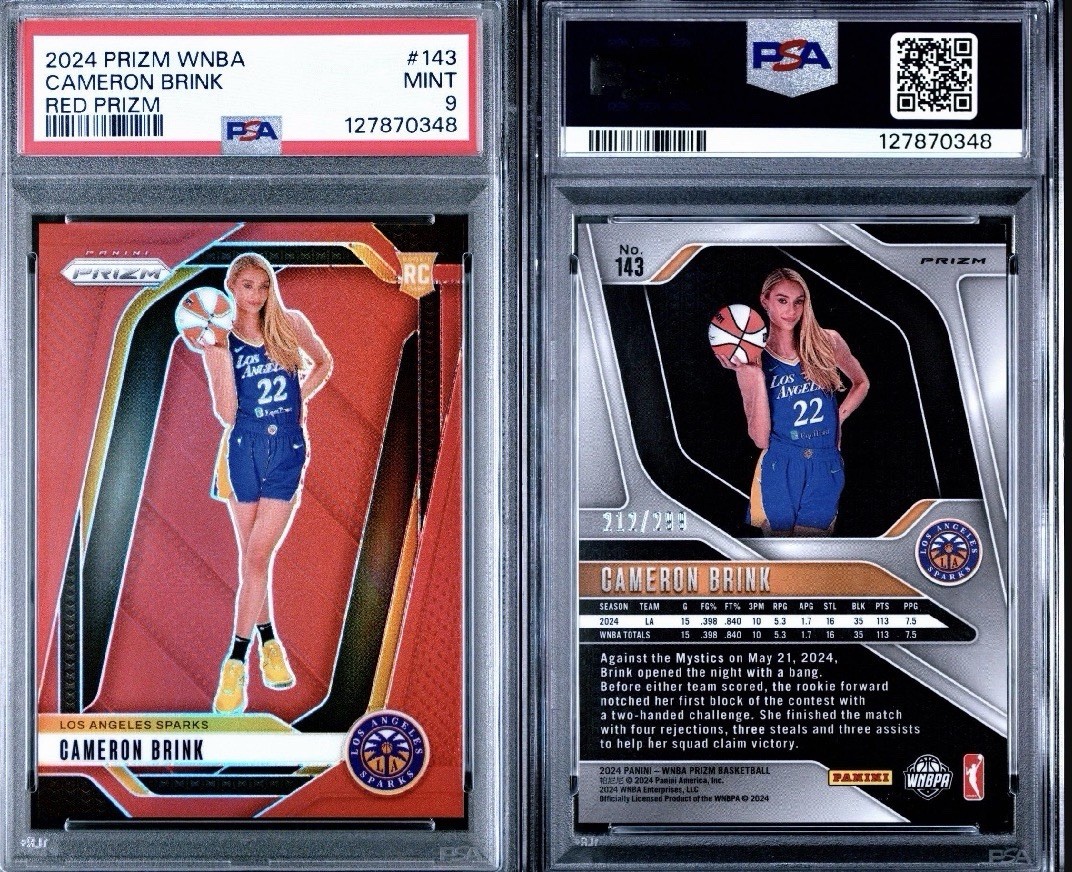 Panini 2024 Prizm WNBA Cameron Brink #143 Red Prizm RC /299 PSA 9 view 3