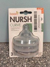 Nursh Curve Silicone Baby Bottle Nipple Fast Flow 6m Replacement 3 Pack