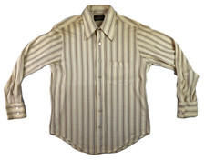 VTG 70s JC PENNEY S TOWNCRAFT US Men s M Beige Striped Long Sleeve Disco Shirt