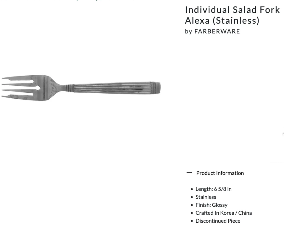 4 tenedores de ensalada individuales Alexa (ino inoxidable) de Farberware 6 5/8" Foto 3 de 4