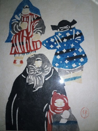 Japanese Hand Stencil Dyed Art Snow Scene Keisuke Serisawa Living Nat. Art Treas - Picture 2 of 5