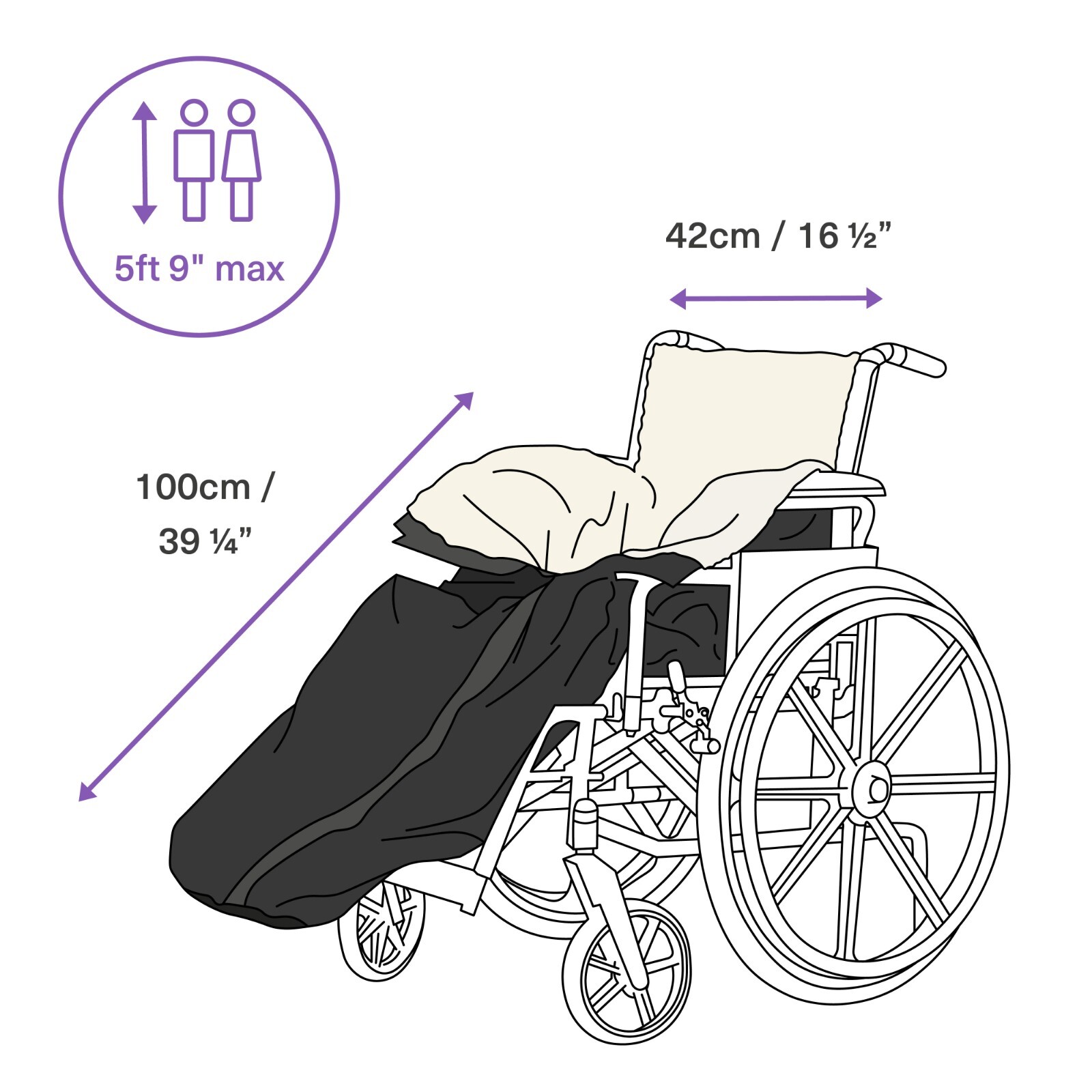 Waterproof Wheelchair Cover Cosy Fleece Lined Cosy Indoor Outdoor