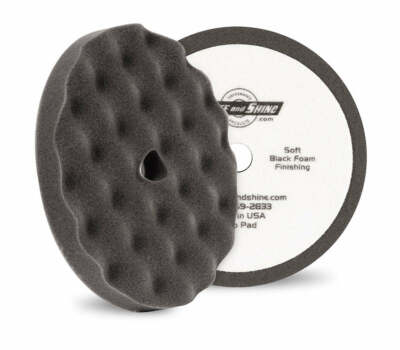 Buff and Shine  8'' #820FBW Black Convoluted Face Foam Grip Pad , Flat Back 2PK