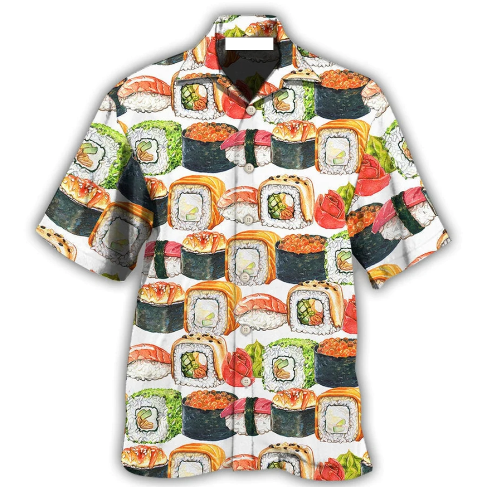 Sushi Basic Colorful Hawaiian Shirt For Men US Size Summer Style NEW