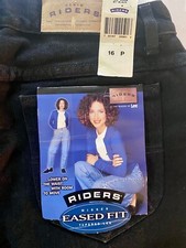 Riders By Lee Womens 16P Tapered Leg Jeans Petite Jet Black Eased Fit