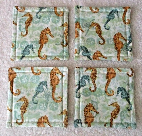 COASTER SETS~BEACH~BOATS~NAUTICAL~Set Of 4~Fabric~Reversible~Washable~Lined~NEW - Picture 28 of 32