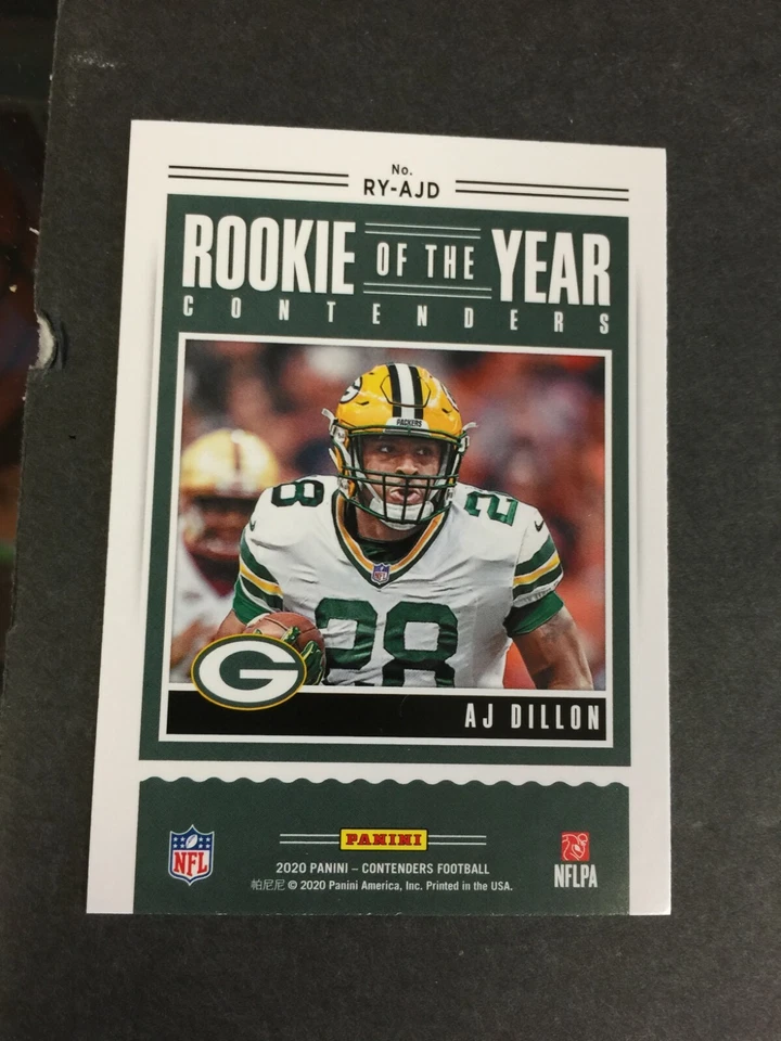 2020 CONTENDERS FOOTBALL CARD ROOKIE OF YEAR AJ DILLON FREE S & H - Image 2 of 2